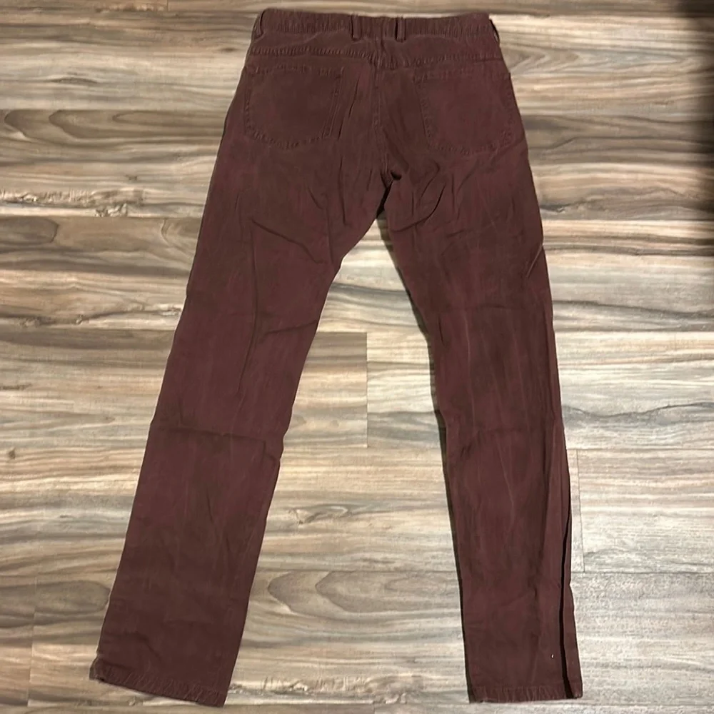 Ballin Chino Pants Men’s 32 Khaki Maroon Pima Cotton Stretch Flat Front Trousers